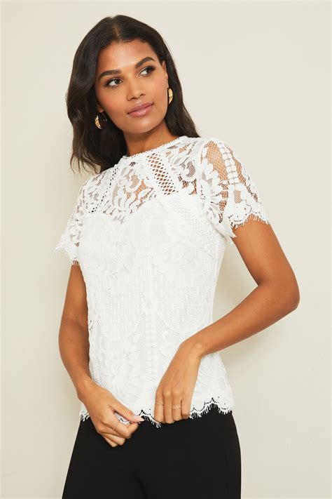 Buy Lipsy White Lace Short Sleeve Top From The Next Uk Online Shop