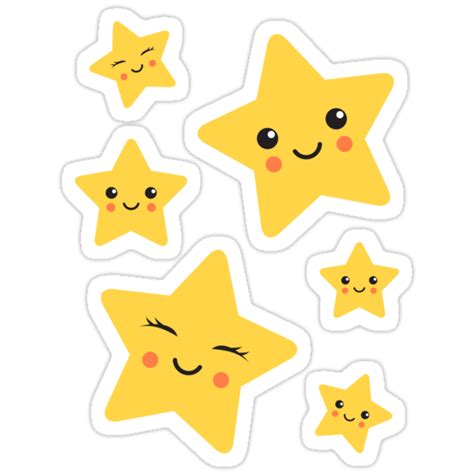Cute Kawaii Stars Sticker Collection Stickers By Mheadesign Redbubble