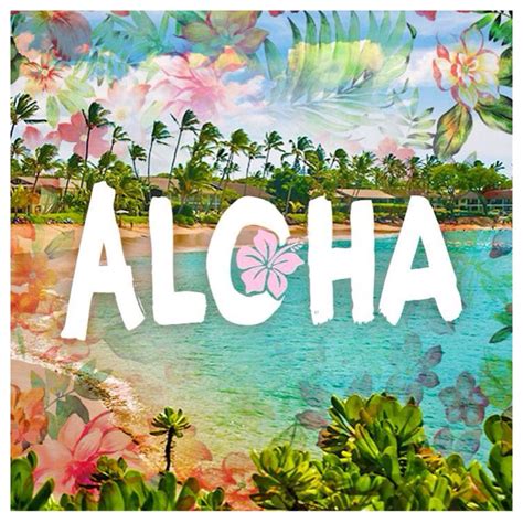 The Word Aloha Is Surrounded By Tropical Flowers And Palm Trees In