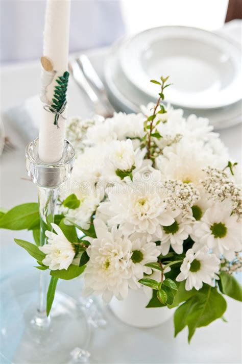 First Holy Communion Ceremony Table Setting Stock Image