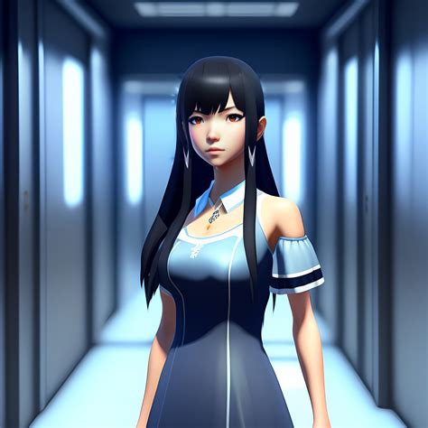 Lexica 3d Low Poly Render Of Anime Girl With Long Black Hair Black Eyes Blunt