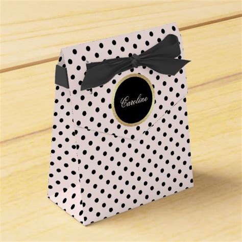 Blush Pink Black Polka Dot Pattern Wedding Favor Box Zazzle Blush