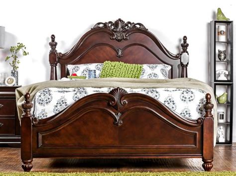 Furniture Of America Mandura Queen Poster Bed In Cherry Cm7260q