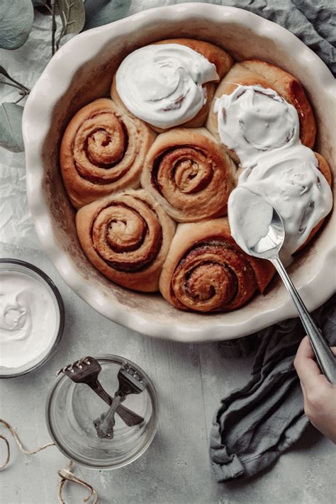 Fresh Baked Cinnamon Rolls My Midwest Kitchen The Dainty Blueberry