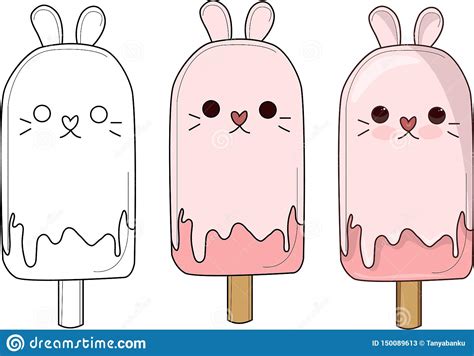 Cute Bunny Cartoon Character With Ice Cream Royalty Free Illustration