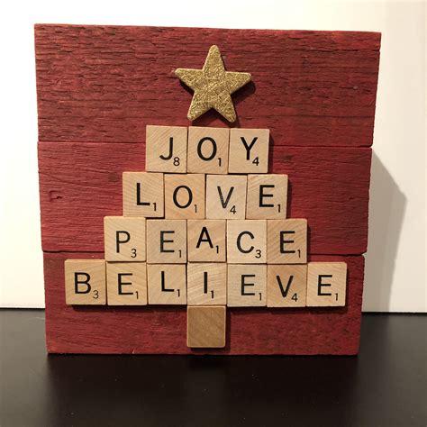 Christmas Tree Scrabble Words On 6x6 Wood Wkc 2019 Scrabble Christmas