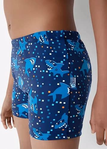 Sunga Boxer Infantil Menino Fps50 Corrida Tubarão Azul Puket