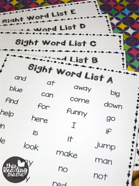 Printable Sight Words List Dolch Sight Words And Frys List