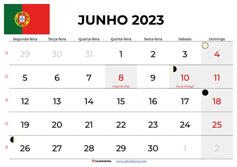 Calendário Junho 2023 Portugal