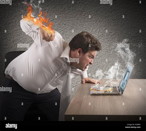 Businessman Fiery Rage Stock Photo Alamy