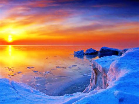 Icy Lake Sunrise Wallpaper Free Hd Lake Images