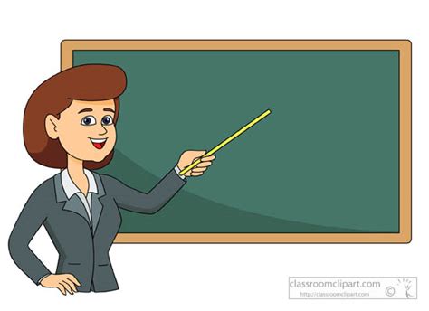 School Clipart Teacher Holding Pointer At Blank Chalkboard