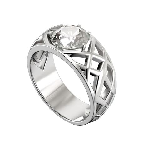 3d Silver Diamond Ring Isolated 3d 3d Rendering Accessory Png