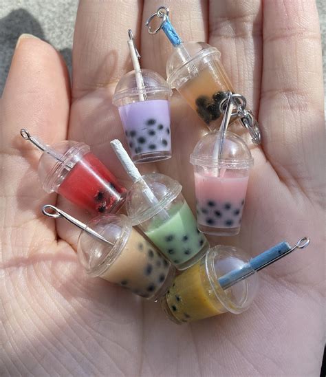 Mini Boba Milk Tea Bubble Tea Key Chain Charms Mini Things Food