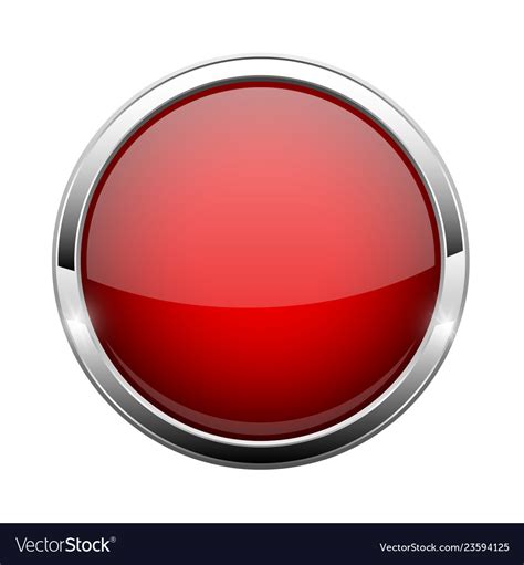 Red Glass Button Shiny Round 3d Web Icon Vector Image