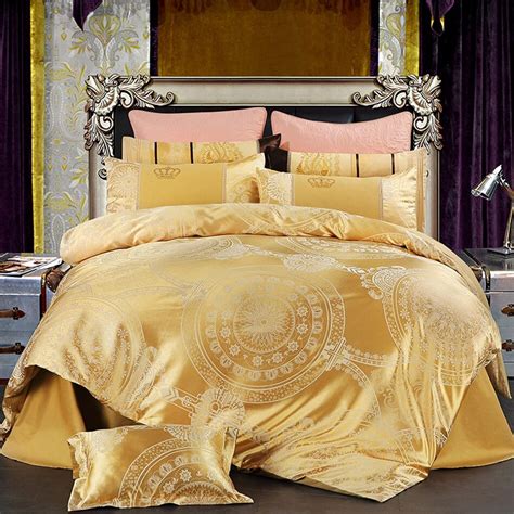 Buy 100 Cotton Golden Jacquard Duvet Cover Set Royal Bedding Sets For Adults