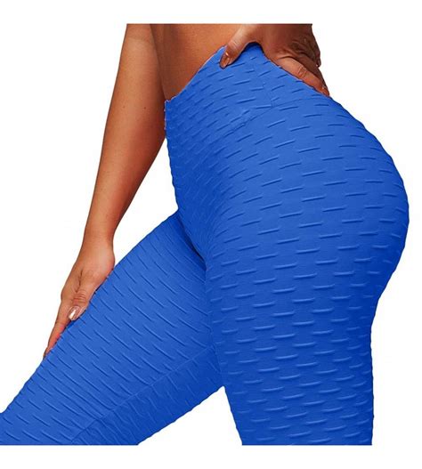 women s yoga pants high waist workout leggings tummy control running activewear blue