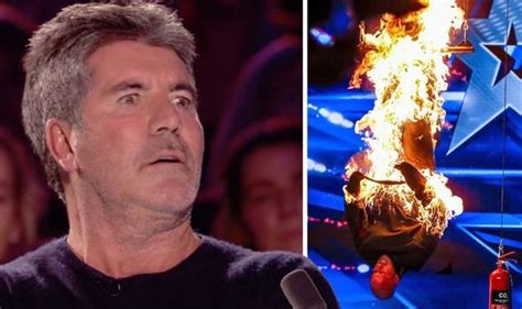 Britains Got Talent 2019 Simon Cowell Terrified As Contestant Sets Himself On Fire Tv And Radio