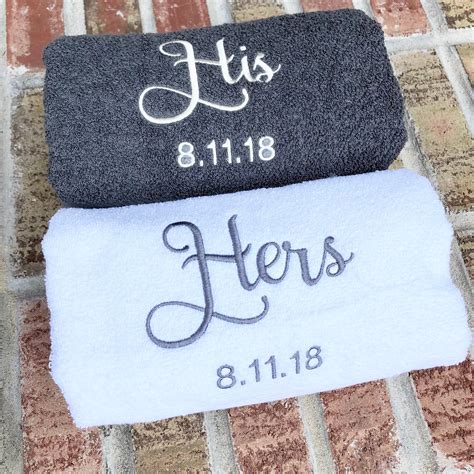 Customized His And Hers Bath Towels With Wedding Date Huge Towels 30