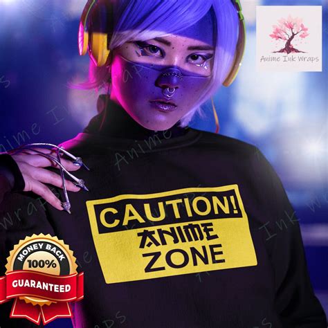 Caution Anime Zone Unisex Sweatshirt Funny Anime Lovers T Etsy