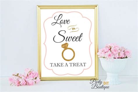 Love Is Sweet Take A Treat Sign Bridal Shower Decoration Printable Dessert Bar Diy Wedding