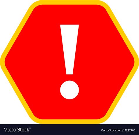 Red Hexagon Exclamation Mark Icon Warning Sign Vector Image