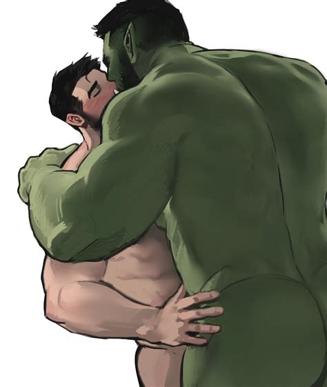 rule 34 big ass big butt dopq embrace embracing gay green skin intimacy intimate kissing male