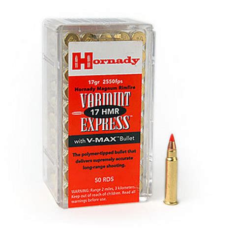 Hornady Varmint Express 17 Hmr 17 Grain V Max Rimfire Ammo 50