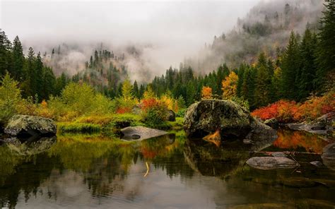 Wallpaper Landscape Forest Fall Mountains Lake Water Nature