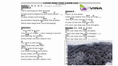 Lion and Lamb Lyrics and Chords Key of G (2 steps down) - YouTube