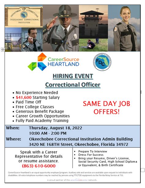 Hiring Event Correctional Officer Careersource Heartland