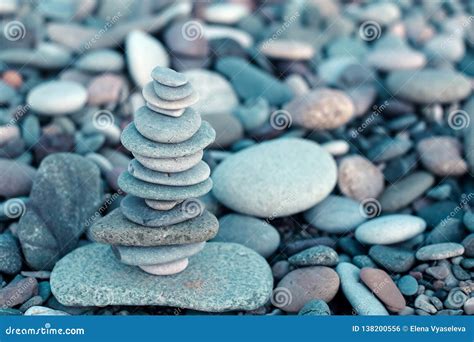 Stack Of Stones On Beach Nature Background Concept Balance Stock