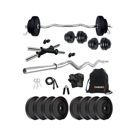 Kore Pvc 10 40 Kg Home Gym Set With One 3 Ft Curl And One Pair Dumbbell