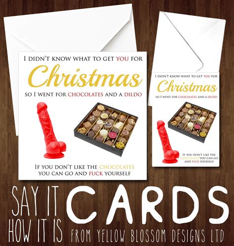 funny rude comical christmas card box of chocolate and dildo you etsy