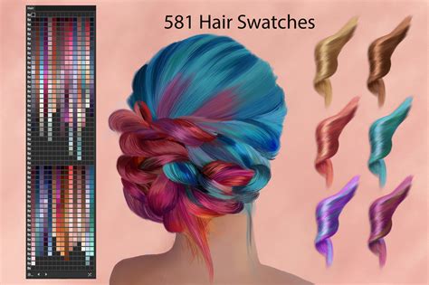 Adobe Illustrator Hair Swatches For Digital Painting Graphic By