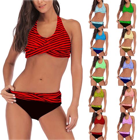Meiyoumk Damen Zweiteiliger Neckholder Sexy Bikini Set Bikini Badeanzug