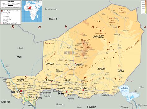 Physical Map Of Niger Ezilon Maps