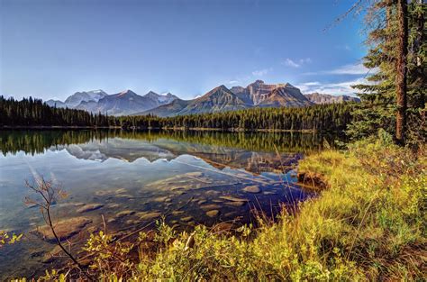 Herbert Lake Banff National Park Alberta Canada Reflection Mountains
