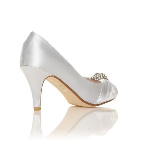 Ladies Ivory White Satin Low Heel Bridal Prom Party Bridesmaid Sandal