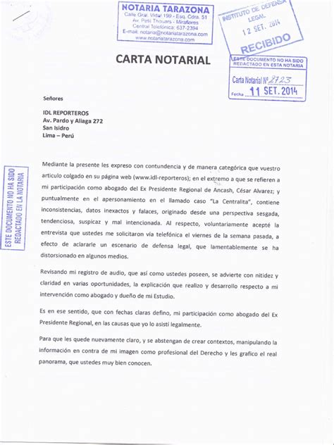 Carta Notarialpdf Instituciones Sociales Ciencias Sociales