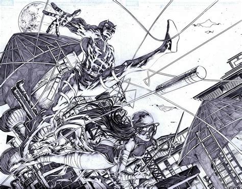 Daredevil And Elektra In Jimbo Salgados Linearts Comic Art Gallery