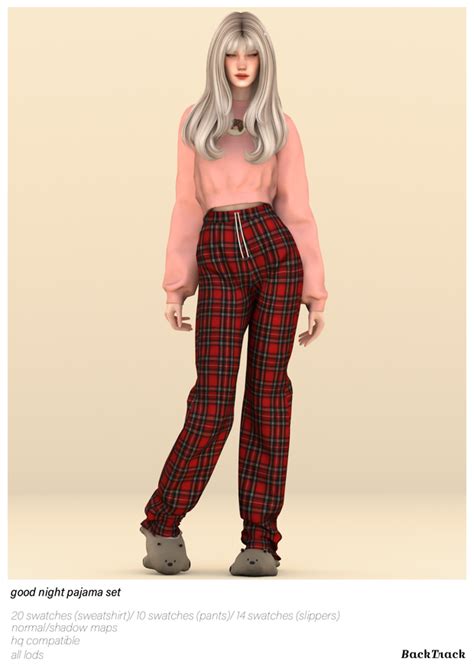 Good Night Pajama Set Backtrack On Patreon In 2022 Sims 4 Clothing