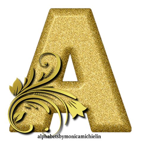 Monica Michielin Alphabets 2 Golden Glitter Ornament Alphabet Png