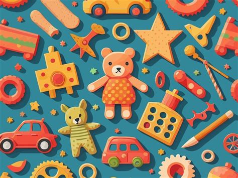Premium Vector Colorful Kid Toys Pattern Vector Background