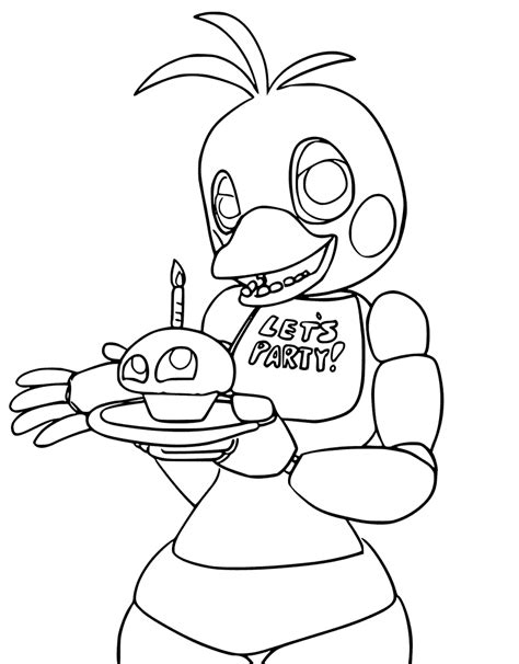 Fnaf Coloring Pages Chica Line Drawing By Goldenfluff Free Printable