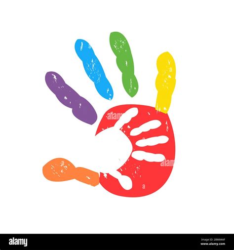 Hand In Hand Vector Colorful Handprints Vector Illustration Stock