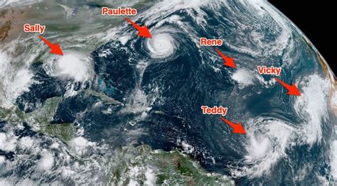 Nasa Image From Space Shows Record 5 Tropical Cyclones In Atlantic