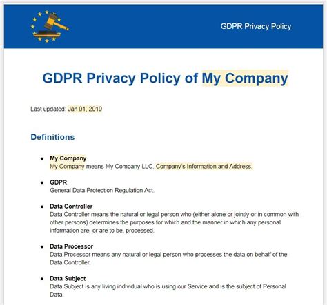 Check spelling or type a new query. Sample GDPR Privacy Policy Template - TermsFeed