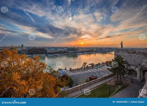 Budapest Hungary Colorful Autumn Trees At Buda Castle With Skyline