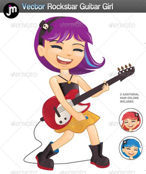 Rockstar Guitar Girl By Kozmica Graphicriver